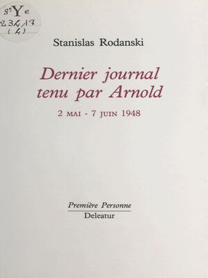 cover image of Dernier journal tenu par Arnold (2 mai-7 juin 1948)